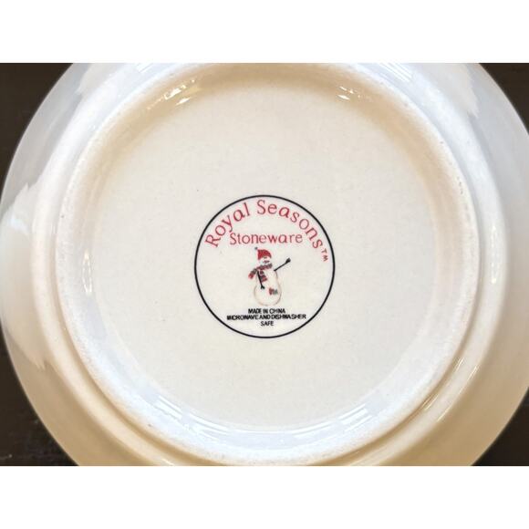 Royal Seasons Snowman Stoneware 5pc Soup Cereal Salad Bowls Holiday 6.75 In - Picture 7 of 7